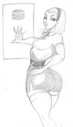  1girls annoyed apple_butt ass disney disney_channel eyelashes female henrik-drake hhammerh justine_flanner kim_possible lips monochrome pencil_sketch rough_sketch rsahnp short_hair short_skirt sketch skirt thick_ass thick_legs thick_thighs thigh_highs thighhighs thighs traditional_sketch voluptuous 