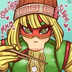  1girls :&gt;= arms_(game) bimbo blowjob_face coy eating looking_at_viewer min_min_(arms) nintendo raiounsfw ramen sexually_suggestive tease teasing teenager 