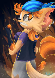  alex_bluebird angry anthro better_version_at_source breasts clothed clothing felid feline female hair knife looking_at_viewer mammal microsoft minecraft mojang orange_eyes orange_hair petra_(minecraft) solo xbox_game_studios 