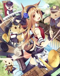  &gt;_&lt; animal animal_ears audio_visualizer bad_id bad_pixiv_id bear bird blonde_hair boots bowler_hat bug butterfly canine chick closed_eyes conductor_baton cymbals earplugs female flower fox hair_flower hair_ornament hairband hat instrument katou_itsuwa keyboard_(instrument) long_hair looking_back mallet_(instrument) marimba mixing_console original pig saxophone shorts speaker sunglasses tail thighhighs top_hat uniform vest violin wings yellow_eyes 