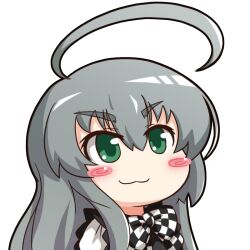  :3 ahoge bad_id bad_pixiv_id blush_stickers female green_eyes grey_hair haiyore!_nyaruko-san mesou-san nyarlathotep_(nyaruko-san) photoshop_(medium) solo 