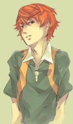  1boy bad_id bad_pixiv_id male_focus orange_hair sengoku_kiyosumi shiro_(reptil) simple_background solo tennis_no_ouji-sama upper_body 