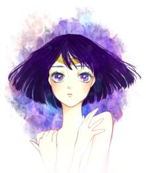  bad_id bad_pixiv_id bishoujo_senshi_sailor_moon bob_cut female floating_hair nude parted_lips purple_eyes purple_hair sailor_saturn short_hair solo tiara tomoe_hotaru upper_body yukito0514 