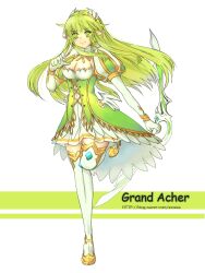  adenti bad_id bad_pixiv_id boots bow_(weapon) breasts character_name cleavage criss-cross_strings dress elsword female full_body gloves grand_archer_(elsword) green_eyes green_hair hair_ornament hairpin highres long_hair medium_breasts pointing pointy_ears puffy_sleeves rena_erindel smile solo standing standing_on_one_leg thigh_boots thighhighs watermark weapon web_address white_background white_gloves white_thighhighs zettai_ryouiki 