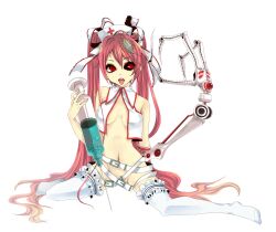  bad_id bad_pixiv_id ca_(maeda_koutarou) calne_ca_(deino) conomi-c5 crustacean female hatsune_miku highres holding holding_syringe isopod large_syringe mismatched_sclera nurse original oversized_object red_eyes red_hair skeletal_arm solo syringe thighhighs tongue tongue_out vocaloid white_thighhighs 