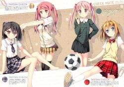  5_nenme_no_houkago kantoku kurumi_(kantoku) miyaguchi_kanna miyaguchi_kei seifuku shizuku_(kantoku) skirt soccer twintails 