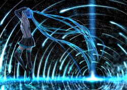  blue blue_eyes blue_hair crying hatsune_miku long_hair skirt sky stars tagme_(artist) tears thighhighs twintails vocaloid zettai_ryouiki 