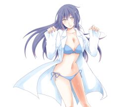  aged_up bad_id bad_pixiv_id bikini blue_hair breasts dark_persona female hip_focus lab_coat large_breasts legs long_hair looking_at_viewer persona persona_4 persona_x_detective shadow_(persona) shadow_naoto shirogane_naoto shouyu_no_otomo smile solo swimsuit thighs wavy_hair yellow_eyes 