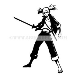  bleach female jersey katana lowres monochrome sandals sarugaki_hiyori solo sword twintails weapon 