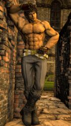  1boy 3d 3d_(artwork) abs bara kiss_axe male male_focus male_only miguel_caballero_rojo solo sunny tekken tekken_7 uncensored 