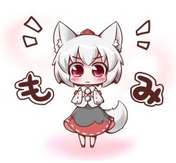  :3 animal_ears chibi commentary_request female hat inubashiri_momiji maitora red_eyes solo tokin_hat touhou white_hair wolf_ears 