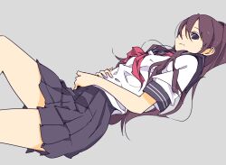  black_eyes black_hair commentary_request female long_hair neckerchief original school_uniform serafuku shimano skirt solo 