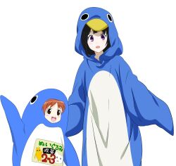  2girls animal_costume azumanga_daiou bird chitanda_eru commentary_request cosplay crossover fortune_(seelefs) highres hyouka mihama_chiyo mihama_chiyo&#039;s_father multiple_girls nekokoneko penguin penguin_costume 