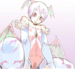  animal_print bad_id bad_pixiv_id bare_shoulders bat_print bat_wings cameltoe commentary_request covered_nipples demon_girl diamond_cutout elbow_gloves female flat_chest gloves head_wings leotard lilith_aensland pantyhose print_pantyhose purple_hair red_eyes red_leotard ryu3224 short_hair solo squatting vampire_(game) wings 