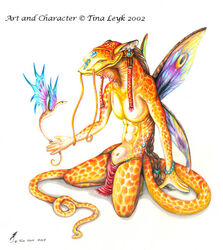  ambiguous_gender anthro blue_eyes bottomwear bracelet braided_hair clothing dragon duo ear_piercing fairy gem hair insect_wings jewelry loincloth male mythological_creature mythological_scalie mythology piercing sapphire_(gem) scalie simple_background solo_focus tail tina_leyk whiskers white_background wings 