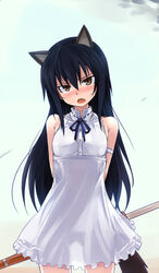  :o animal_ears arms_behind_back bad_id bare_shoulders black_hair blush dress female head_tilt long_hair lowleg lowleg_panties null_(nyanpyoun) oerba_yun_fang open_mouth panties see-through skirt solo strike_witches_zero sundress tail underwear wakamoto_tetsuko wolf_ears wolf_girl wolf_tail world_witches_series yellow_eyes 