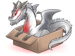  4:3 ambiguous_gender box canes-cm capcom container dragon elder_dragon fatalis feral in_box in_container monster_hunter mythological_creature mythological_scalie mythology reptile scalie simple_background solo tail white_background white_fatalis 