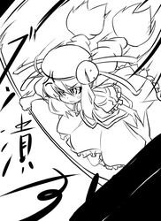  female graf_eisen greyscale lyrical_nanoha mahou_shoujo_lyrical_nanoha mahou_shoujo_lyrical_nanoha_a&#039;s monochrome morisaki_hichimi photoshop_(medium) solo twintails vita_(nanoha) 