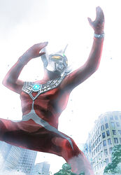  1boy bad_id bad_pixiv_id building commentary_request fighting_stance from_below male_focus solo tonji ultra_series ultraman_tarou ultraman_tarou_(series) 