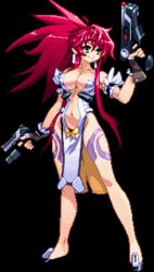  animated animated bouncing_breasts breasts cleavage female gun himeki_luna idle_animation large_breasts loincloth lowres navel pelvic_curtain pixel_art red_hair solo sprite sugeno_tomoaki vanguard_princess weapon 