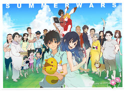  6+boys 6+girls canine commentary_request dell everyone hayate_(summer_wars) ikezawa_kazuma jinnouchi_sakae jinnouchi_wabisuke kari-kenji king_kazma koiso_kenji mooche multiple_boys multiple_girls shinohara_natsuki stuffed_animal stuffed_toy summer_wars 