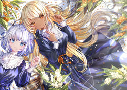  blonde_hair flowers long_hair mitsunari_miyako original short_hair 