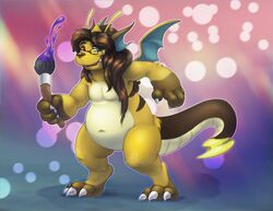  anthro brush digitigrade dragonite fusion generation_1_pokemon hybrid kyrio_the_raptor_(kyrio) male nintendo paintbrush pokemon pokemon_(species) raichu solo standing tail the-b3ing thick_tail wings 