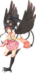  artist_request bare_shoulders bird_legs black_feathers black_hair black_wings breasts feathers female full_body hair_bobbles hair_ornament harpy japanese_clothes misaki_(monster_musume) monster_girl monster_musume_no_iru_nichijou monster_musume_no_iru_nichijou_online official_art red_eyes short_hair short_hair_with_long_locks small_breasts solo talons transparent_background winged_arms wings 