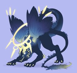  absurd_res ambiguous_gender dragon eclipse_eternum feathered_wings feathers feral glowing glowing_eyes halo hi_res kaiju_coffee mythological_creature mythological_scalie mythology nightbringer quadruped scalie solo tail tail_fluff wings 