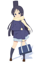  akiyama_mio bad_id bad_pixiv_id bag black_hair blue_eyes female goro k-on! long_hair sakuragaoka_high_school_uniform scarf school_uniform solo 