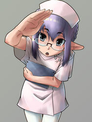  :o braid commentary_request cowboy_shot crown_braid dress elf elvaan female final_fantasy final_fantasy_xi fingernails glasses grey_background grey_eyes hair_between_eyes hat light_purple_hair long_hair looking_at_viewer nurse nurse_cap open_mouth pantyhose photoshop_(medium) pink_dress pink_hat pointy_ears prishe short_hair short_sleeves simple_background solo standing tara_baka_ni thigh_gap white_pantyhose 