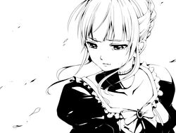  bad_id bad_pixiv_id beatrice_(umineko) choker dress female greyscale highres kaden_(kuzek) monochrome solo tears umineko_no_naku_koro_ni 