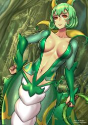  1girls big_breasts breasts coils female female_only forest game_freak gijinka green_hair green_scales green_tail hand_on_hip humanized humanoid lamia large_breasts light-skinned looking_at_viewer monster_girl multicolored_tail naga nintendo orange_eyes personification pokemon redjet serpent serpentine serperior short_hair skin_tight smile smiling smiling_at_viewer snake snake_girl solo solo_female tree video_games vine_whip voluptuous weapon whip yellow_ears yellow_scales 