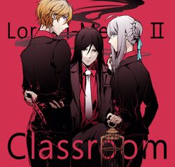  2boys add_(fate) ahoge aqua_eyes black_eyes black_hair blonde_hair blood blood_on_clothes blood_on_knife blood_on_weapon blue_eyes cage fate/grand_order fate/strange_fake fate_(series) female flat_escardos formal gray_(fate) grey_hair hair_between_eyes hair_bun highres holding holding_cage jack_the_ripper_(berserker)_(fate) knife long_hair lord_el-melloi_ii lord_el-melloi_ii_case_files multiple_boys necktie no_headwear protected_link red_background redoxhn reverse_grip single_hair_bun suit waver_velvet weapon 