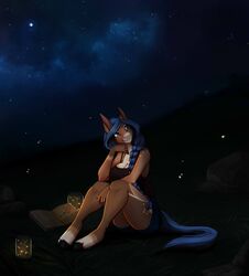  2018 ambient_arthropod ambient_firefly ambient_insect anthro arthropod beetle biped blue_eyes blue_hair book braided_hair breasts constellation container digital_media_(artwork) elateroid equid equine female firefly firefly_jar firefly_lamp hair hi_res hooves horse insects jar lamp mammal night outside robyn_paperdoll sitting sky smile solo star starry_sky tammua_(charliefoxtrot25) 