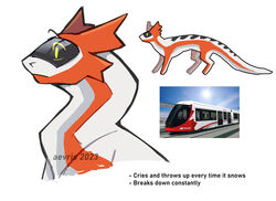  2023 4_horns aevris alstom alstom_citadis alstom_citadis_spirit ambiguous_gender artist_name black_body black_eyebrows black_markings black_scales black_text bust_portrait canada canadian digital_drawing_(artwork) digital_media_(artwork) dragon electric_tram english_text eyebrows feral green_eyes horn how_to_dragon_your_train hybrid living_machine living_train living_vehicle locomorph machine maple_leaf markings meme multi_horn mythological_creature mythological_scalie mythology o-train oc_transpo orange_body orange_horn orange_markings orange_scales photo portrait protogen_visor public_transportation rail_transit reference_image reptile robot scales scalie simple_background solo tail text train tram unusual_anatomy unusual_horn urban_rail_transit vehicle watermark white_background white_body white_scales wingless_dragon 