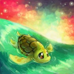  brown_eyes commentary cortoony creature english_commentary horn neopets no_humans shell shoyru solo swimming turtle water 