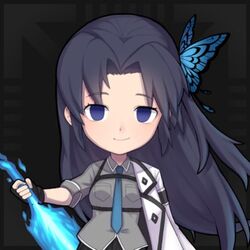  blue_butterfly blue_eyes bug butterfly female holding holding_weapon long_hair looking_at_viewer lowres official_art pale_skin polygon_project purple_hair solo virtual_youtuber weapon xxi_(polygon) 