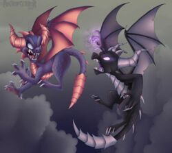  activision anisopterror better_version_at_source dark_spyro dragon fight mythological_creature mythological_scalie mythology scalie skylanders_academy spyro spyro_the_dragon teeth 