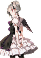  angel_wings bad_id bad_pixiv_id drill_hair female furururu grey_hair idolmaster idolmaster_cinderella_girls kanzaki_ranko long_hair open_mouth photoshop_(medium) red_eyes simple_background solo twin_drills twintails wings 