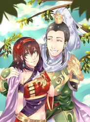  1boy female liu_bei shin_sangoku_musou short_hair sun_shang_xiang 