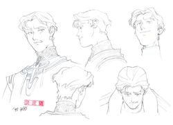  1990s_(style) 1boy aoki_uru expressions gainax male_focus medium_hair non-web_source official_art production_art reference_sheet retro_artstyle sadamoto_yoshiyuki solo traditional_media 