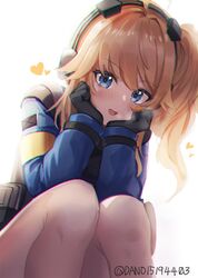  bad_id bad_twitter_id blonde_hair blue_eyes blush dano female girls&#039;_frontline girls&#039;_frontline_2:_exilium heart medium_hair side_ponytail smile solo squatting vepley_(girls&#039;_frontline_2) 