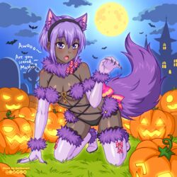  :o all_fours animal_ear_fluff animal_ears artist_name awooo bare_shoulders bat_(animal) black_panties blush boots breasts burbur cameltoe castle claw_pose claws cloud commentary cosplay dark-skinned_female dark_skin elbow_gloves english_commentary english_text fake_animal_ears fate/grand_order fate/prototype fate/prototype:_fragments_of_blue_and_silver fate_(series) female full_body full_moon fur-trimmed_boots fur-trimmed_gloves fur_collar fur_trim gloves grass hair_between_eyes hairband halloween hand_up hassan_of_serenity_(fate) high_heel_boots high_heels highres jack-o&#039;-lantern looking_at_viewer mash_kyrielight mash_kyrielight_(dangerous_beast) mash_kyrielight_(dangerous_beast)_(cosplay) medium_breasts mixed-language_commentary moon navel night oerba_yun_fang panties pumpkin purple_eyes purple_hair purple_tail revealing_clothes short_hair skin_fang solo tail thigh_boots thighhighs tombstone underwear very_dark_skin white_footwear white_gloves wolf_ears wolf_tail 