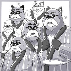  1:1 2020 absurd_res anthro belly canid canine closed_eyes clothing eyewear ghibli glasses hi_res humanoid_hands kemono kincho_daimyojin_vi male mammal overweight overweight_male pom_poko raccoon_dog robe sakusan_kc solo tanuki 