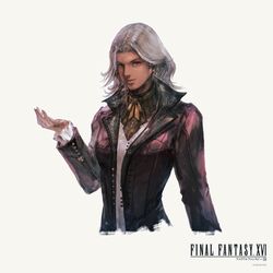  absurdres copyright_name cropped_arms dark-skinned_female dark_skin female final_fantasy final_fantasy_xvi frilled_sleeves frills highres jacket looking_at_viewer official_art purple_jacket simple_background smile solo takahashi_kazuya upper_body vivian_ninetails 