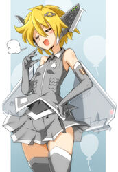  2023_china_balloon_incident balloon blonde_hair breasts check_commentary closed_eyes collared_shirt commentary_request covered_navel elbow_gloves f-22_raptor f-22_raptor_(personification) female gloves grey_shirt grey_skirt original personification pillarboxed shirt short_hair skirt sleeveless sleeveless_shirt small_breasts smile smug solo united_states_air_force v-shaped_eyebrows wing_hair_ornament zephyr164 