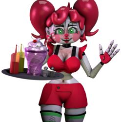  3d baby_(fnafsl) blackterio bra breasts circus_baby circus_baby_(fnaf) five_nights_at_freddy&#039;s five_nights_at_freddy&#039;s:_sister_location green_eyes looking_at_viewer pink_cheeks red_bra red_clothing red_hair red_shorts shorts sister_location smile smiling so87baby source_filmmaker summer_of_87_baby thick_thighs transparent_background white_background white_body 