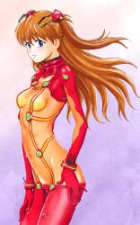  101_(lo10) absurdres blue_eyes bodysuit breasts female highres long_hair looking_at_viewer medium_breasts neon_genesis_evangelion orange_hair pilot_suit plugsuit rebuild_of_evangelion solo souryuu_asuka_langley 