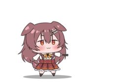  :3 alpha_transparency animal_ears bone_hair_ornament brown_eyes brown_hair chibi commentary_request dog_ears dog_girl dog_tail female flashlight frilled_skirt frills hair_between_eyes hair_ornament hololive inugami_korone inugami_korone_(street) long_hair pleated_skirt rei_(rei_rr) skirt solo tail thumbnail_surprise translation_request trembling virtual_youtuber when_you_see_it 